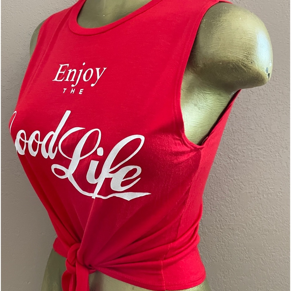 ENJOY the GOOD LIFE Tie-Front TOP S - Picture 4 of 9